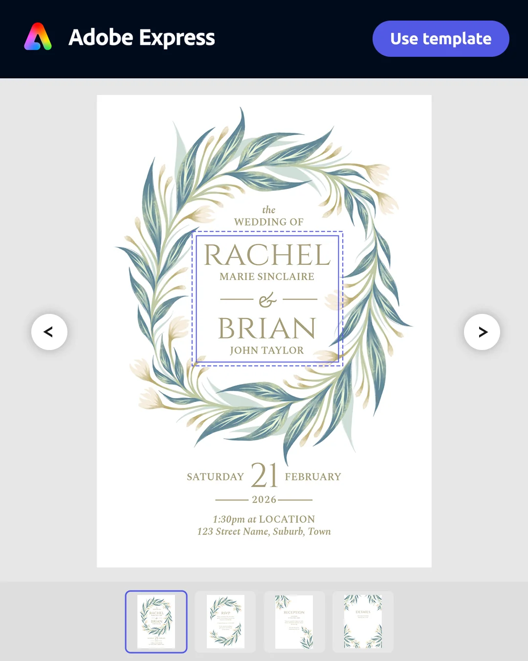 Budding Vines Wedding Invitation Suite - Cream product image (6)