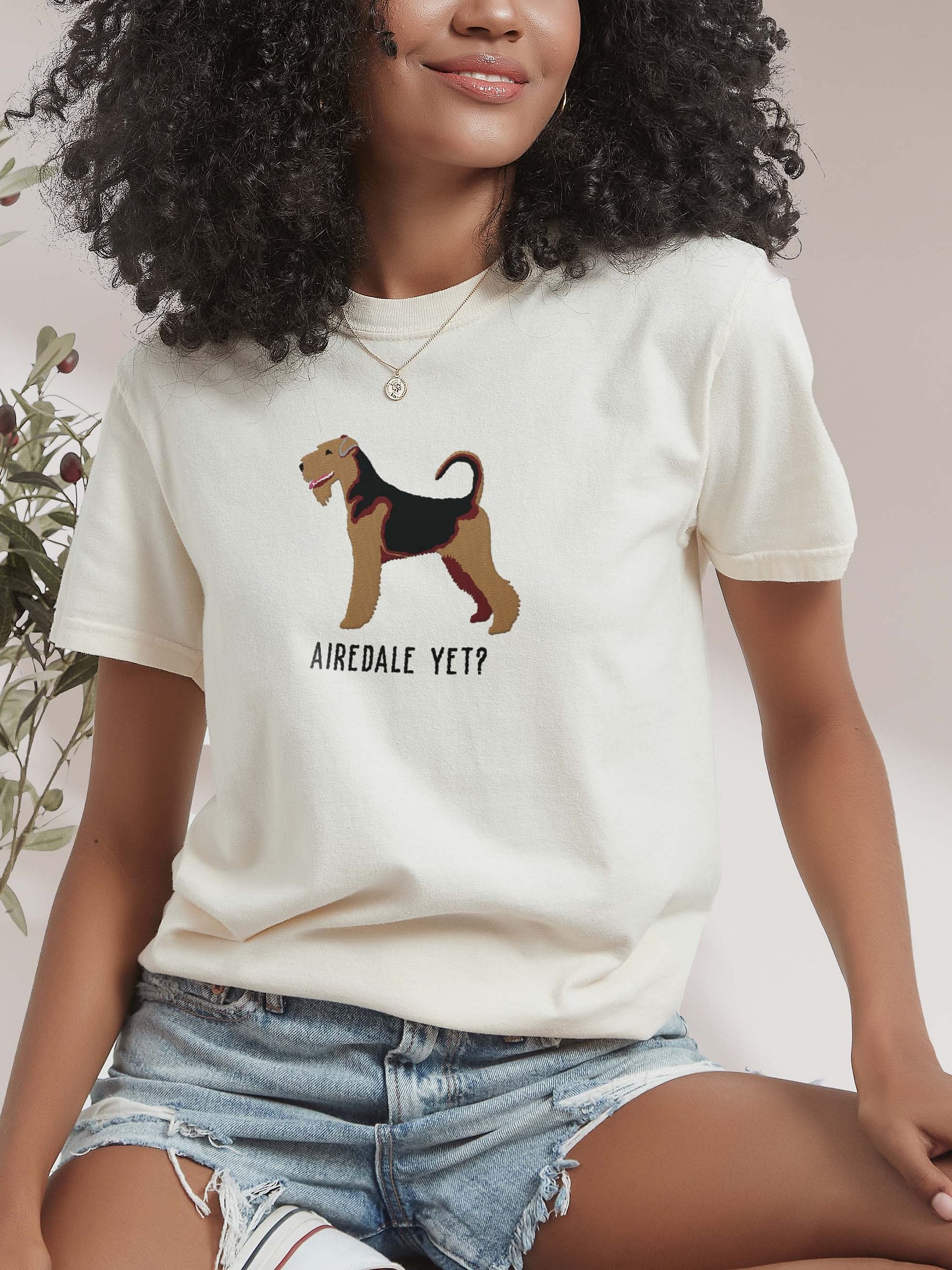 Airedale Yet? T-Shirt(Embroidered) of an Airedale Terrier product image (2)