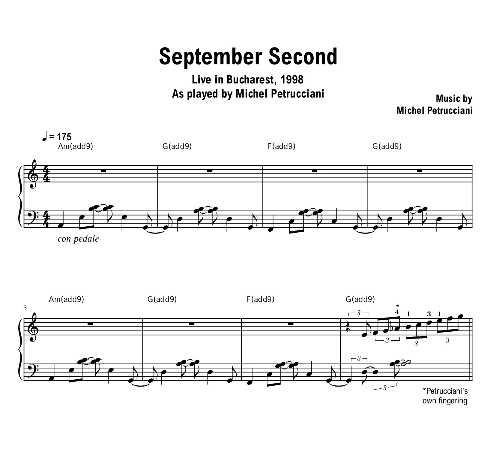 Michel Petrucciani - September Second (Bucharest) - Sheet music (PDF) product image (1)