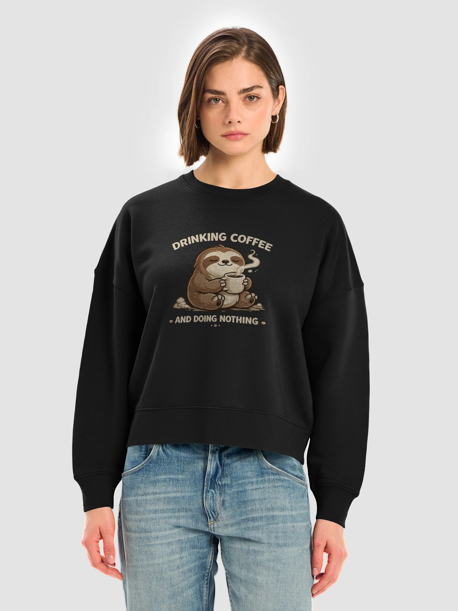 The Slow Morning Cropped Crewneck — "Drinking Coffee and Doing Nothing" product image (5)