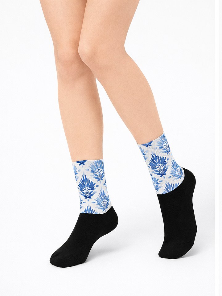 Blue Botanical Bliss Sublimated Socks product image (2)