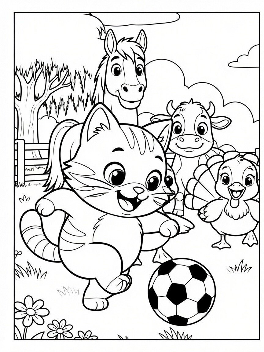 Sing A Rhyme Time Farm Animals Play Soccer Today Coloring Book Pages Bundle for Ages 5+ through Adult | 21 Printable Pages including Title Page l Instant Digital Download PDF Format l product image (2)