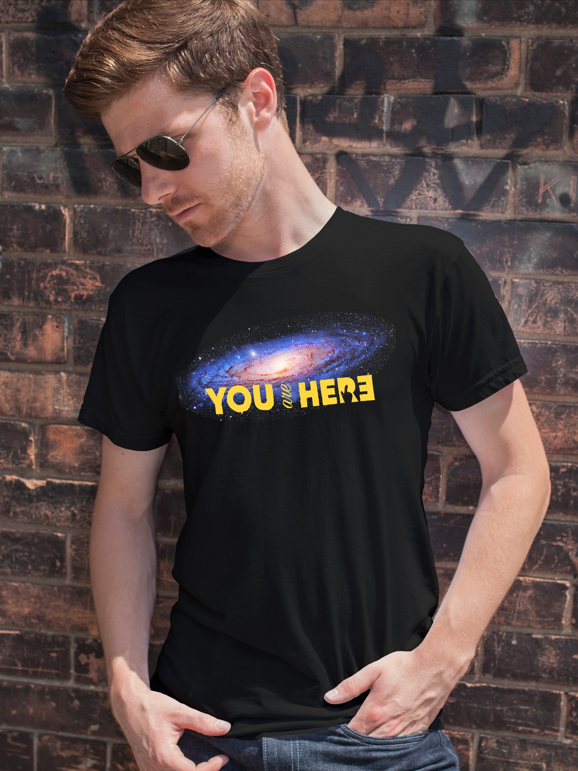 You are here: Milky Way galaxy map — Short-Sleeve Unisex T-Shirt, space t-shirt, star map product image (1)