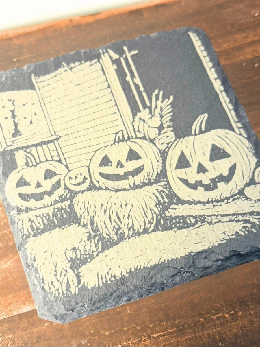 Vintage Halloween Engraved Slate Coasters, Set of 4, Round or Square product image (2)
