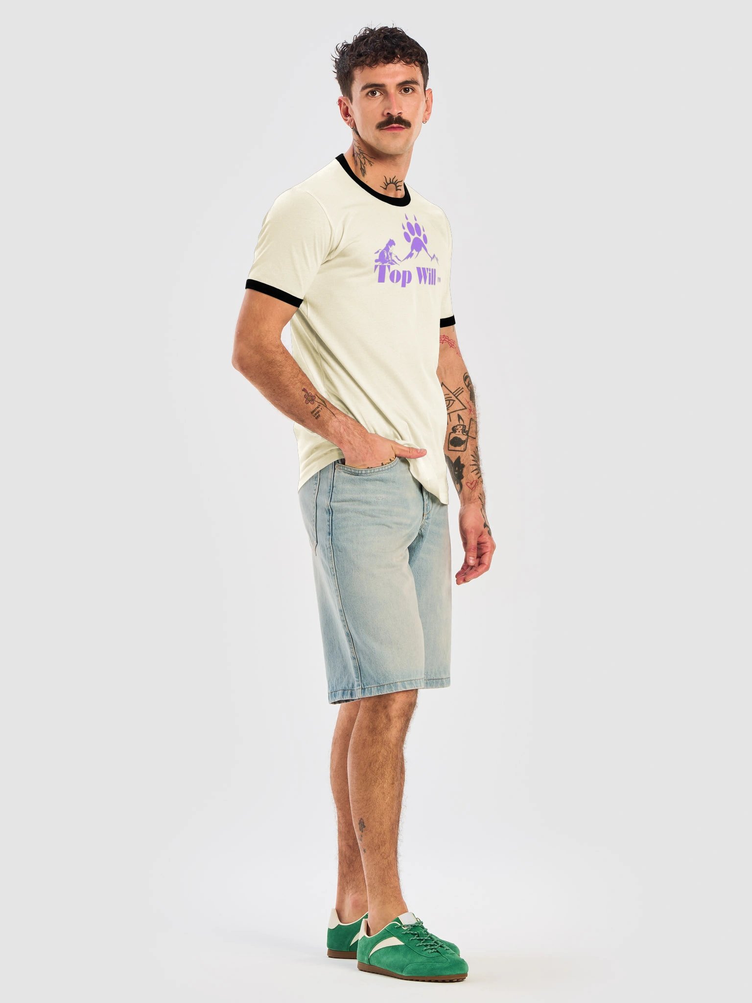 Top Will™ Cream & Purple-Black Unisex Ringer T-Shirt product image (7)