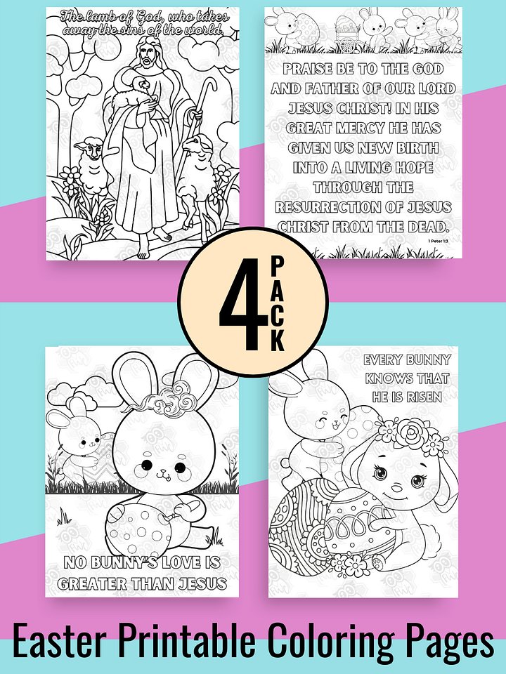 4 Pack Cute Easter Printable Coloring Pages product image (1)