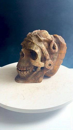 A very unique horned onyx skull, discovered in Tula Hidalgo Mexico. #lostcivilizations #aliencarvings