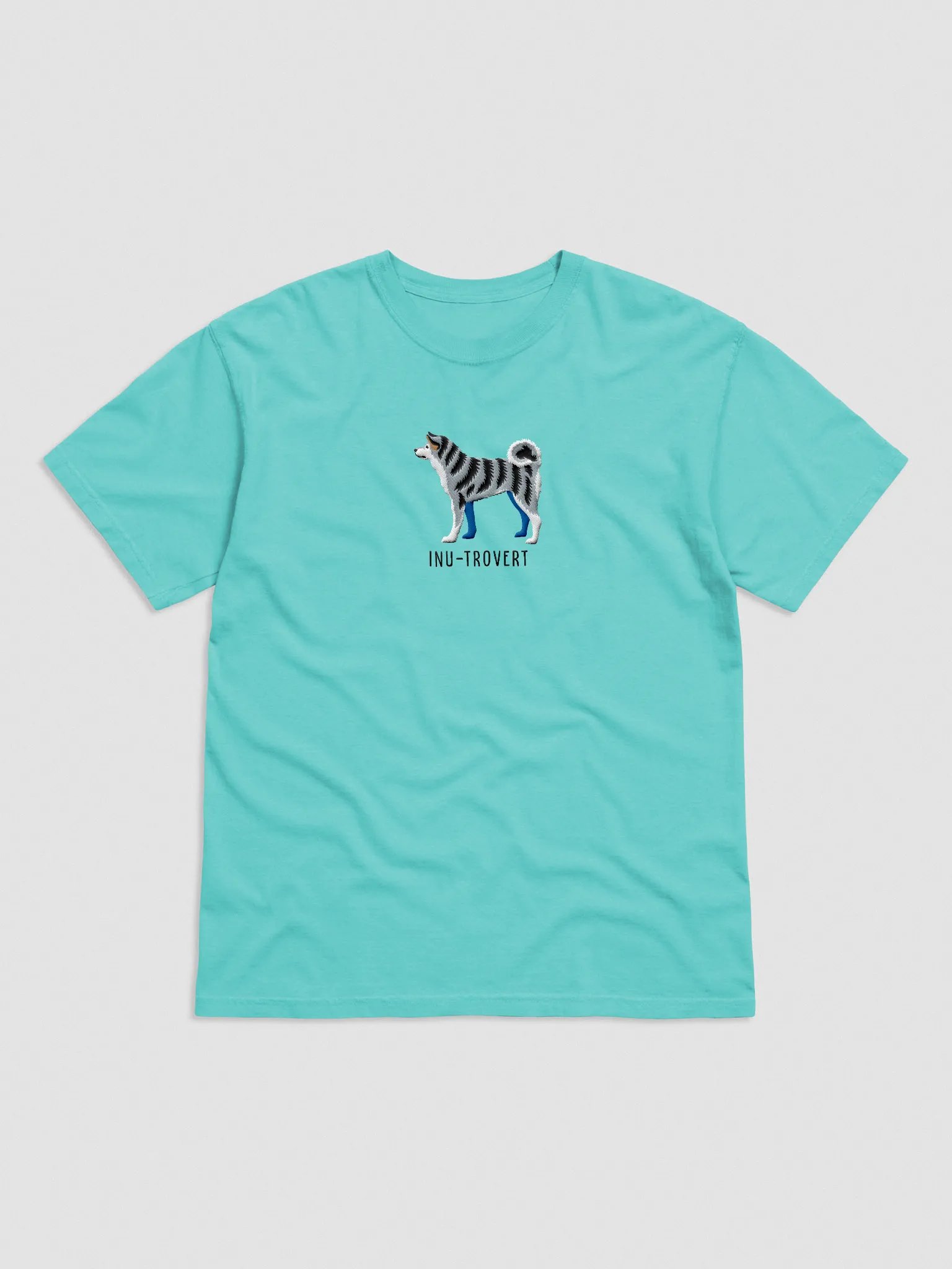 Inu-Trovert T-Shirt(Embroidered) of a Japanese Akita(Blue Brindle) product image (4)