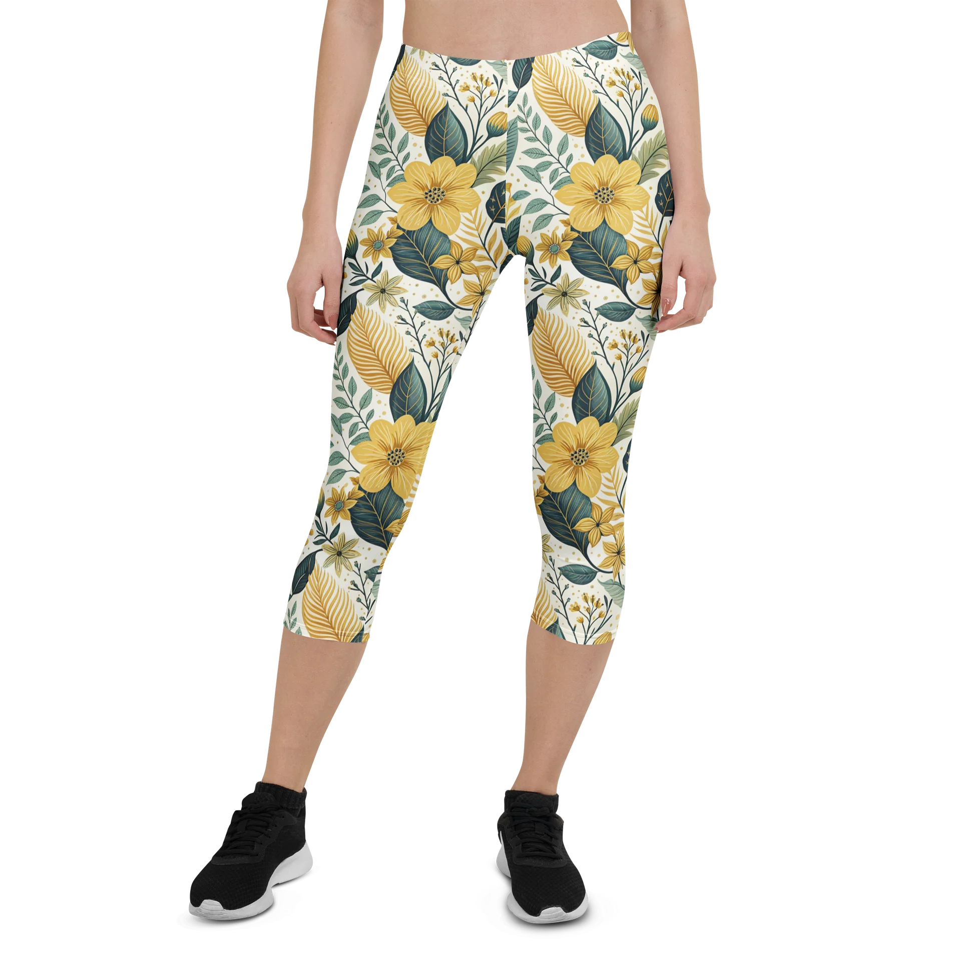 Golden Flower Capri Leggings product image (1)