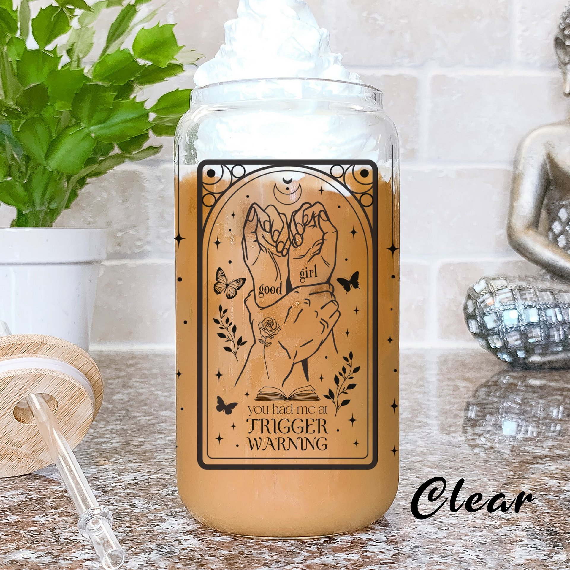 Smutty Witchy Dark Romance Tarot Celestial 16oz Glass Can Seamless Full Wrap SVG PNG, Beer Glass Sublimation Design, Digital Download product image (4)