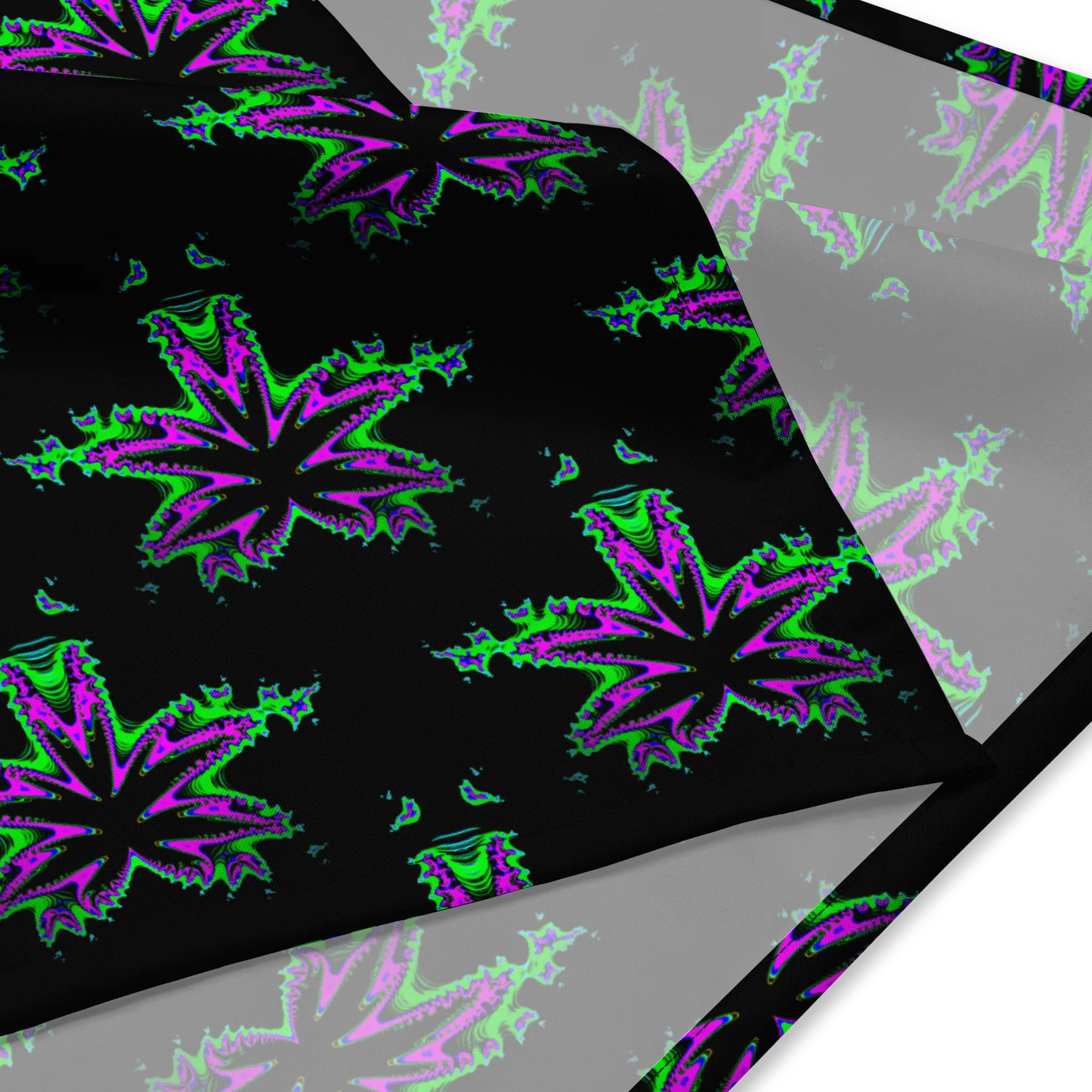 Weird Weed Twisted Budz Bandana, 420 Pot Leaf Pattern Accessory, Neon Pink Green Blue Cannabis Art product image (1)