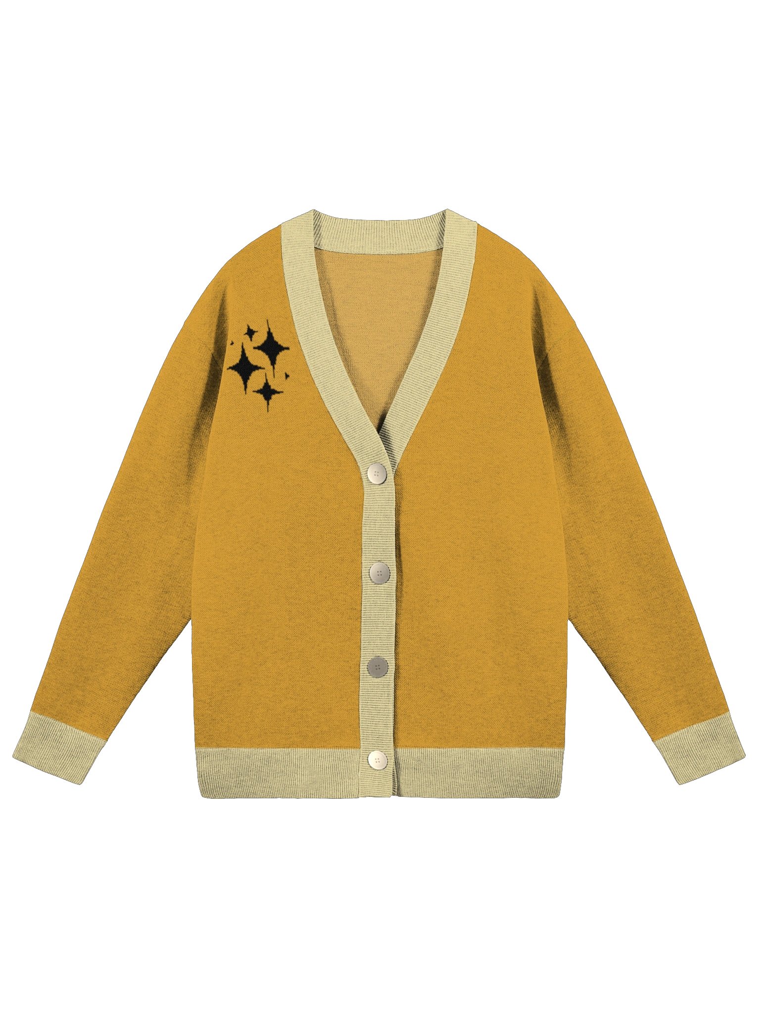 Yellow Knitted Cardigan Without Pocket product image (2)