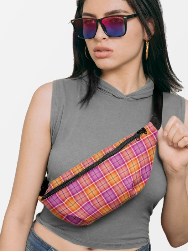 Bright Orange and Pink Plaid Fanny Pack product image (1)