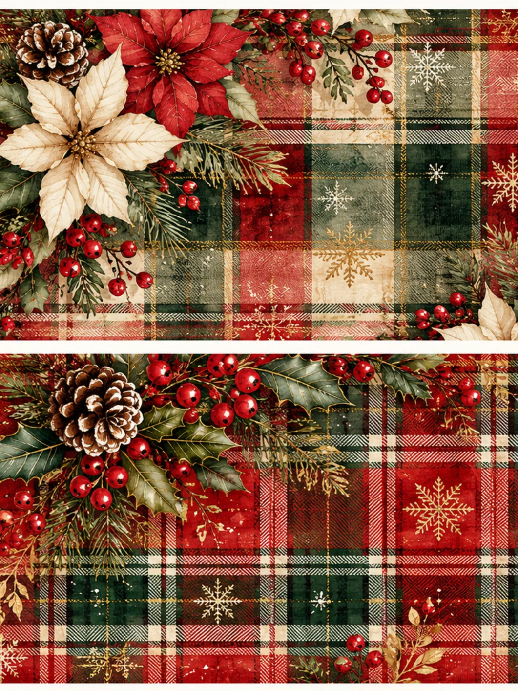 🎄 Papeles Navideños · Tartan & Poinsettias product image (1)