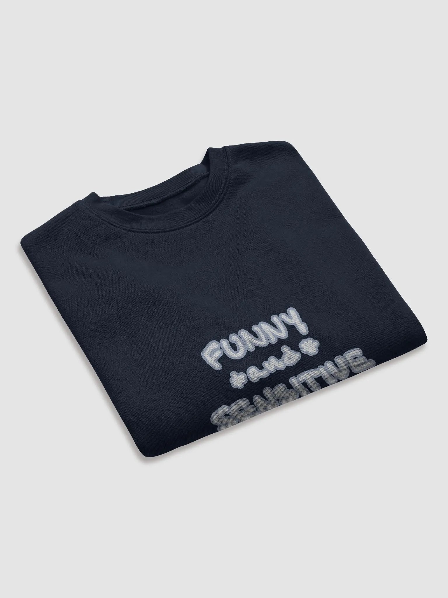 FUNNY *and* SENSITIVE (lined design, #A5B6D1) women’s fleece crop sweatshirt product image (12)