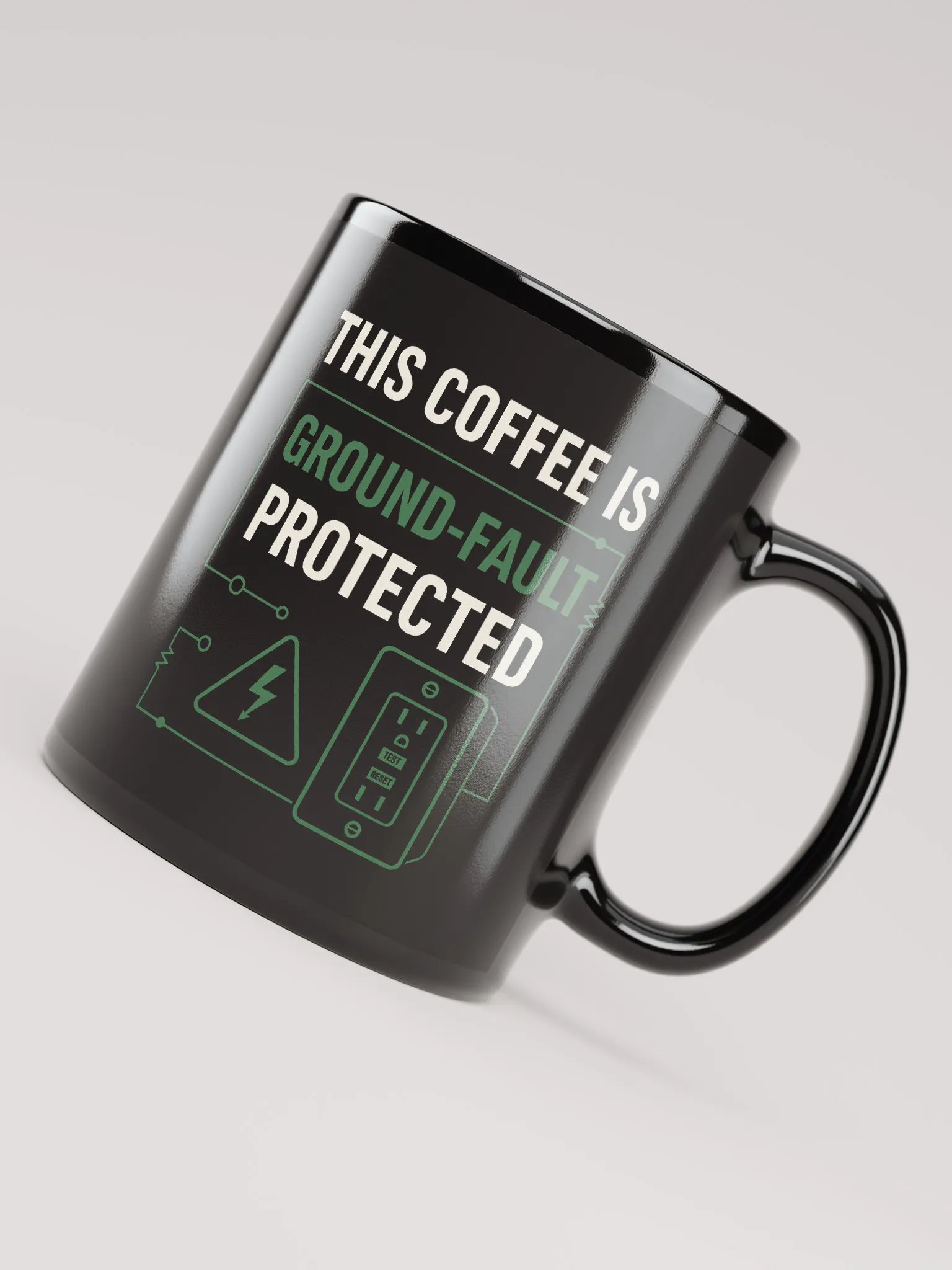“This Coffee Is Ground-Fault Protected” Black Mug product image (4)