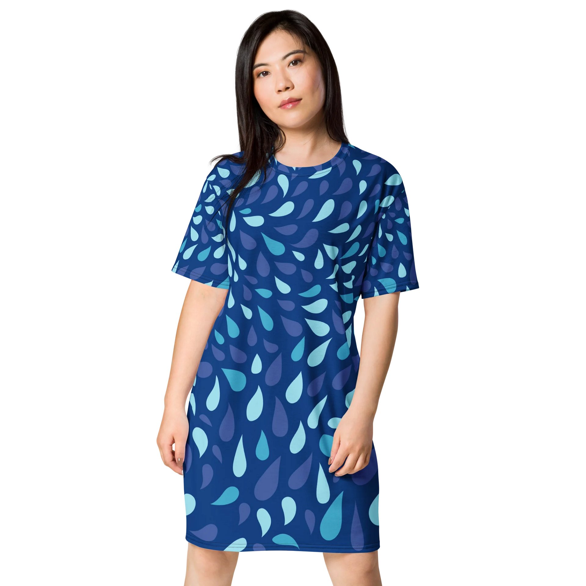 Vibrant Blue Teardrop T-Shirt Dress - Oversized & Stretchy product image (1)