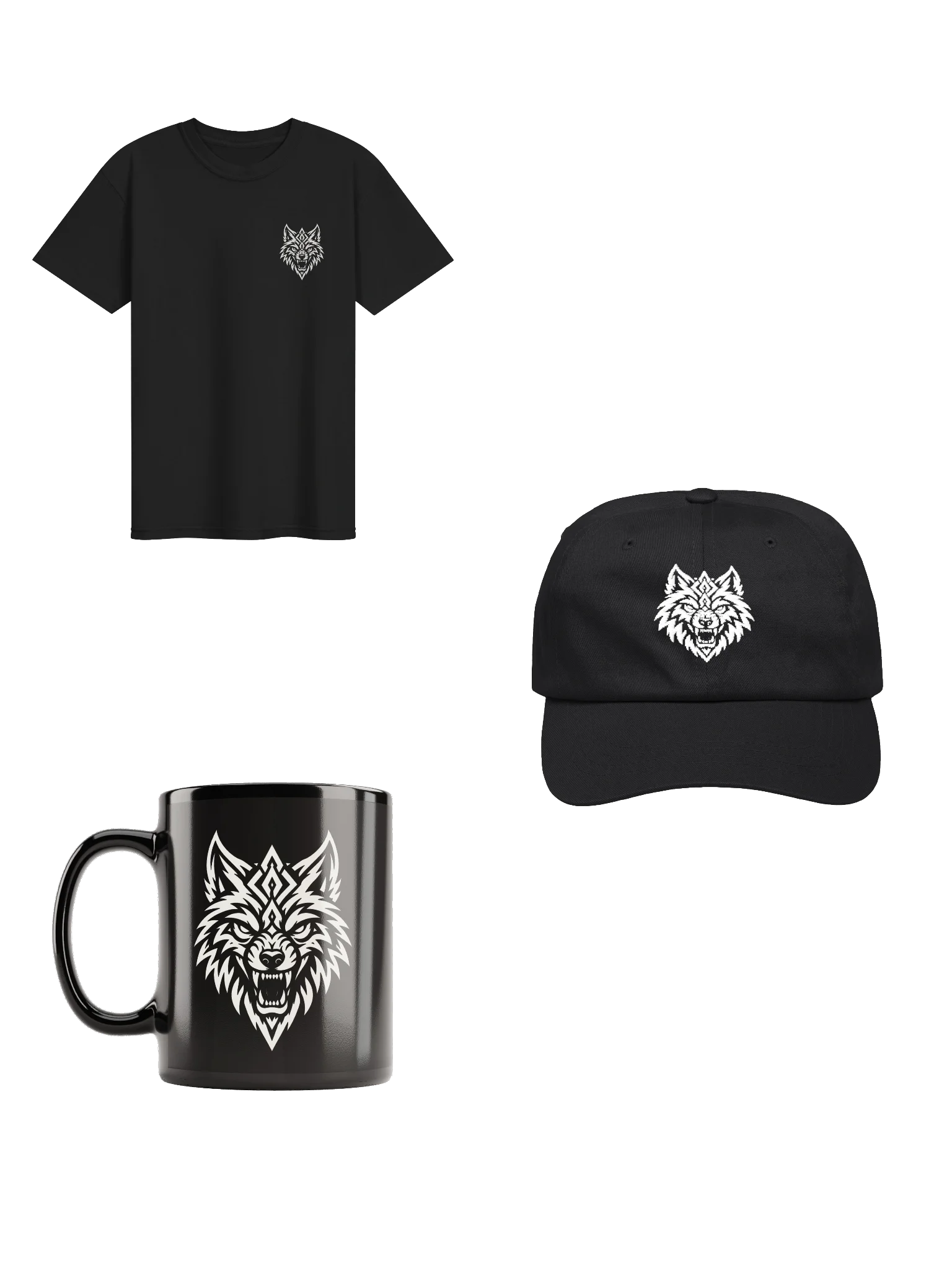 Fenrir Bone Ink pack: one-ink Viking tee, embroidered cap and black mug