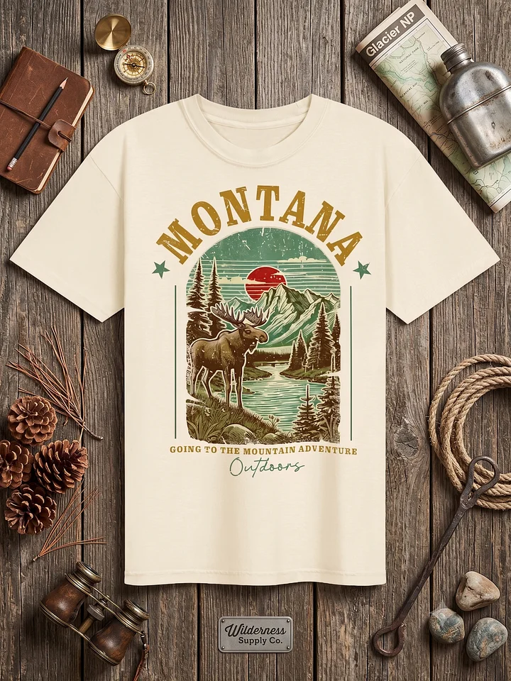 Montana Vintage Outdoors T-Shirt Retro Moose Mountain Graphic Tee product image (27)
