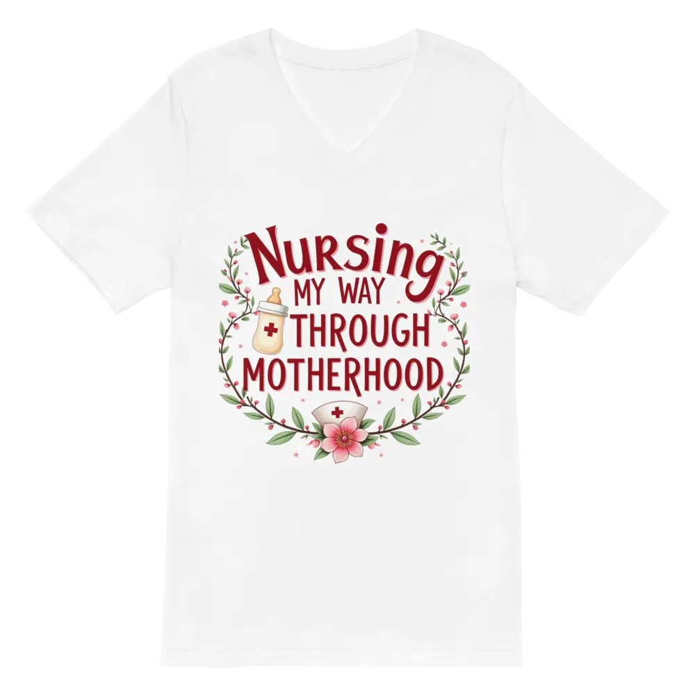 Nursing My Way Through Motherhood V-Neck Tee product image (6)