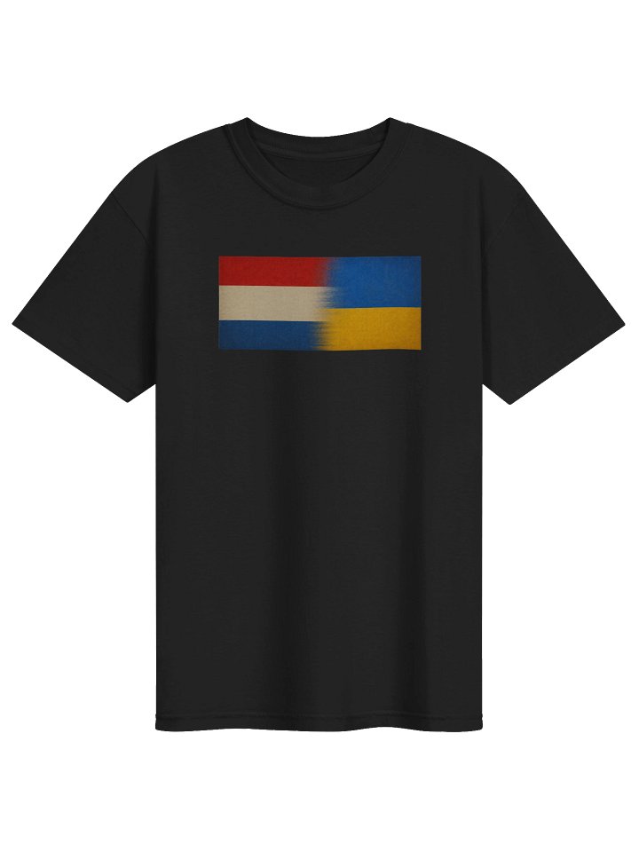 Man Comfort T-shirt Support Ukraine-Netherlands Flags, black product image (1)