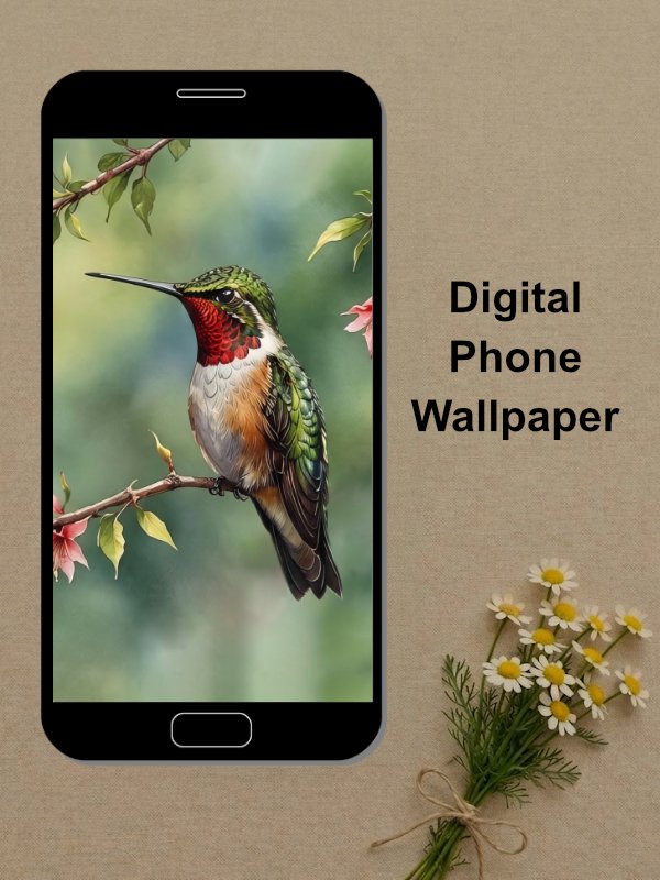 Ruby-Throated Hummingbird Phone Wallpaper product image (1)