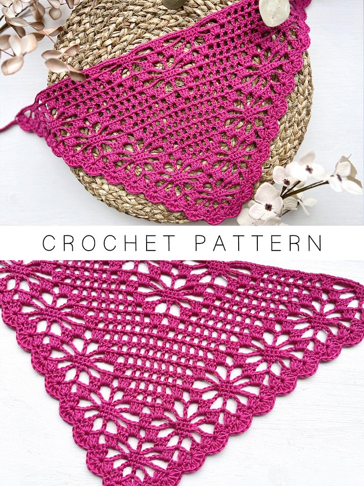 Crochet Pattern: Floral Diamond Mesh Bandana V9 product image (1)