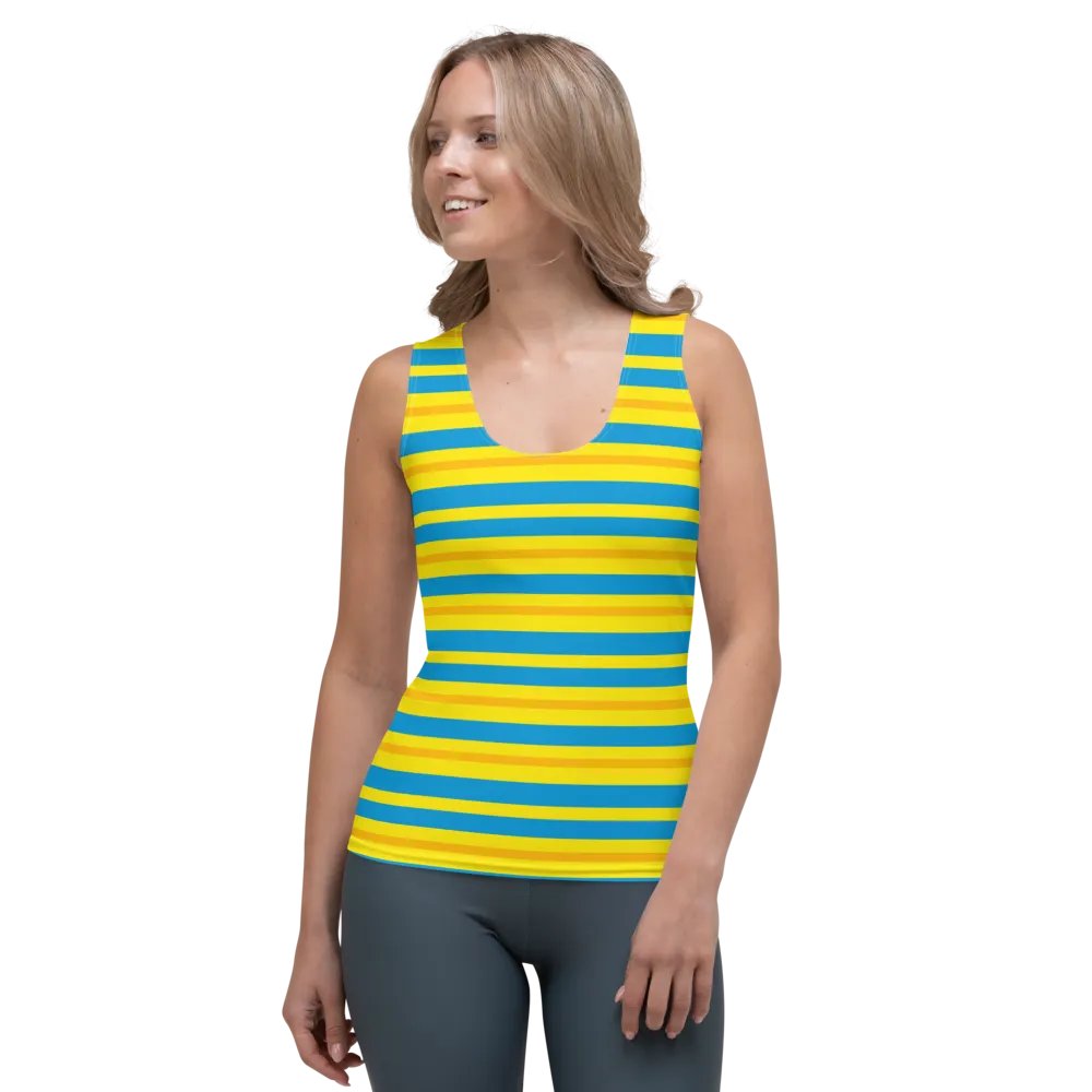 Cobalt Topaz Gold Striped Women's Tank Top product image (1)