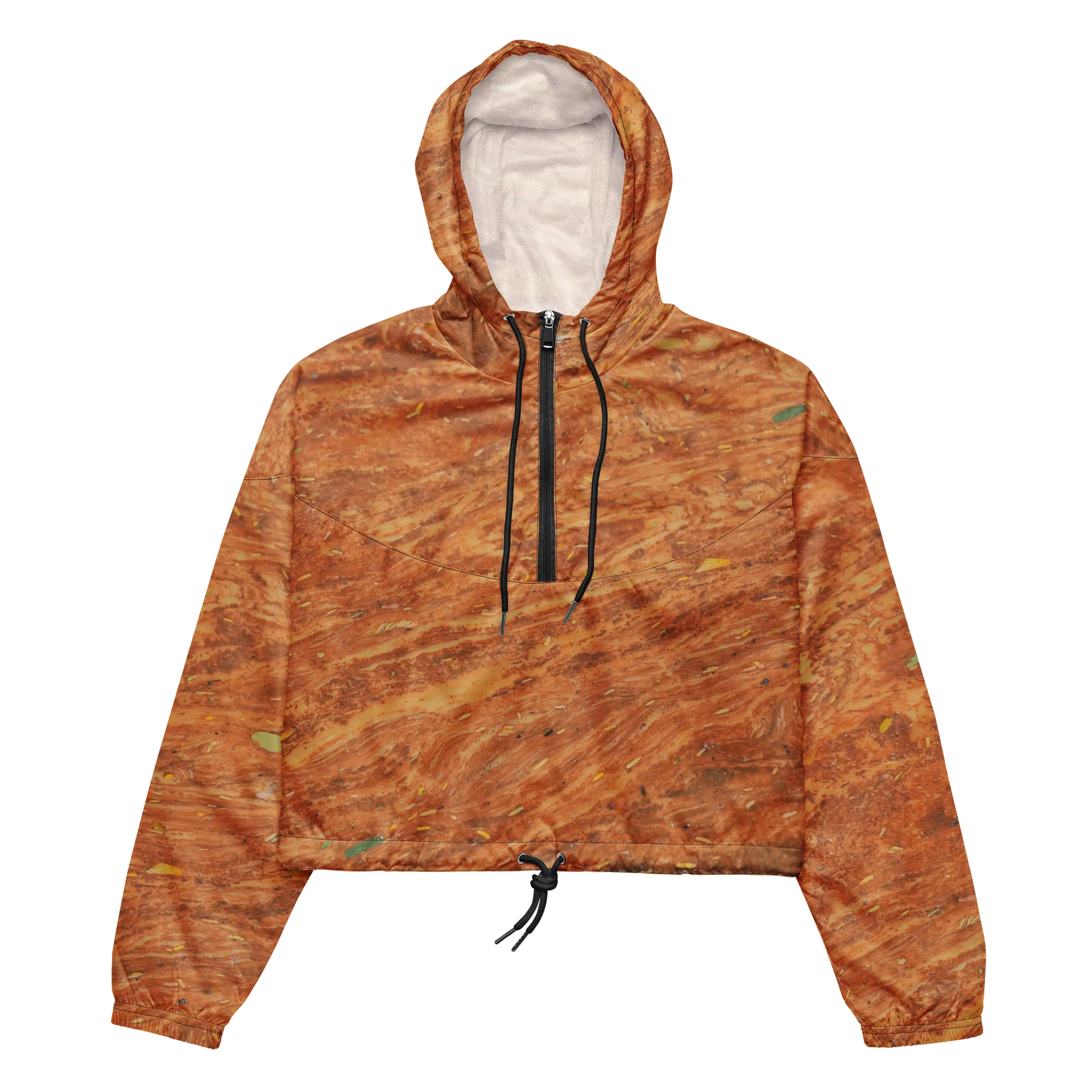 Terracotta Tea — Women’s All-Over Print Warm Rust & Leaf Cropped Windbreaker product image (2)