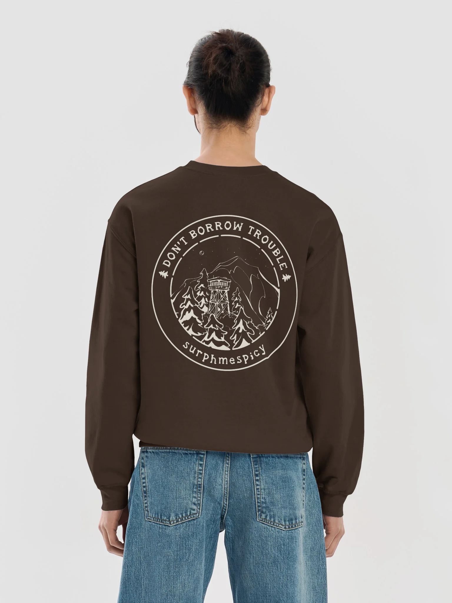 Don't Borrow Trouble White Graphic Sweatshirt product image (6)