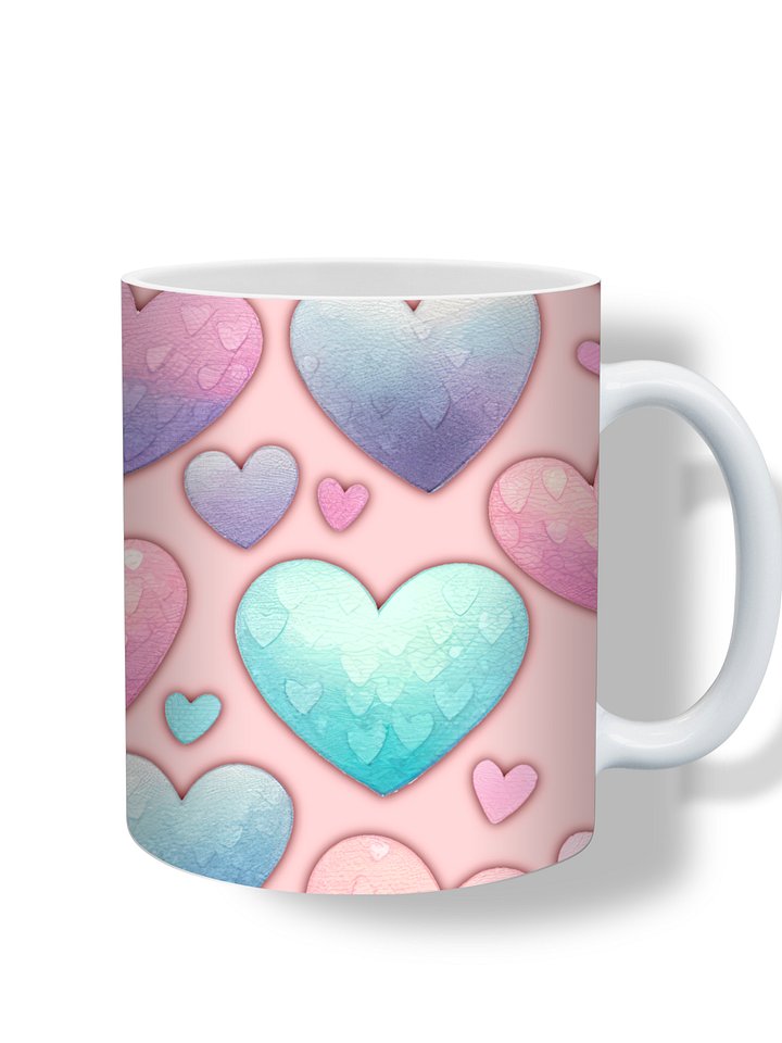 (Pink) Colorful Hearts 11oz Coffee Mug – Cute and Romantic Love-Themed Ceramic Cup – Perfect for Valentine's Day, Anniversaries, or Daily Use product image (1)