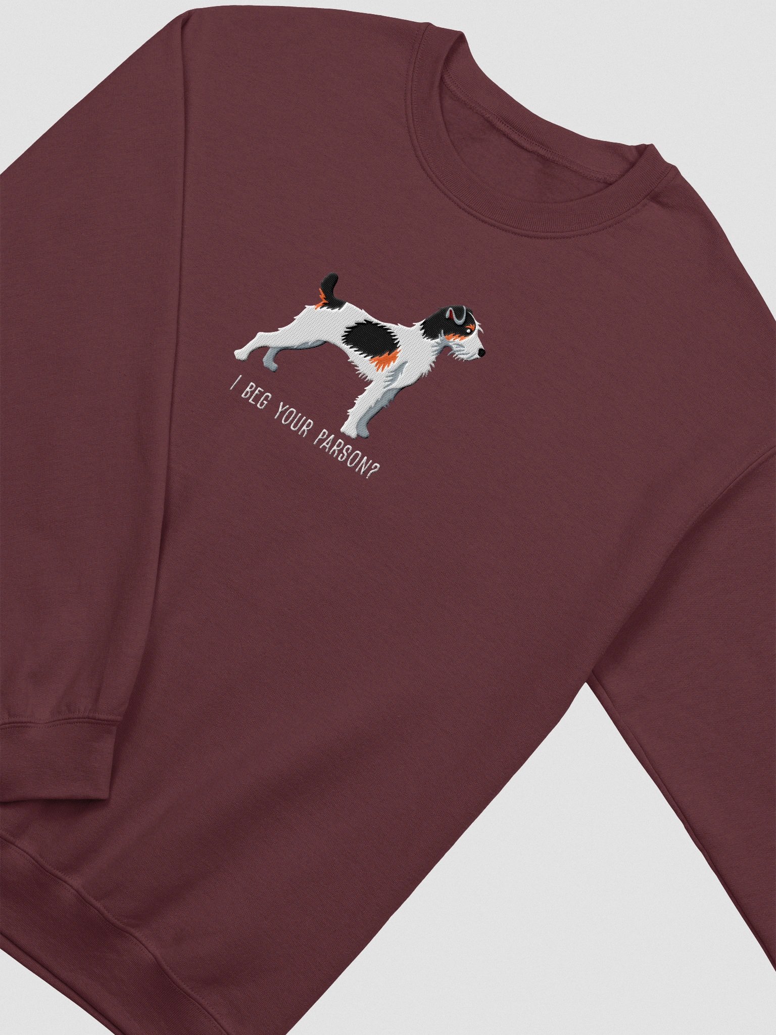 I Beg Your Parson? Sweatshirt (Embroidered) of a Parson Russell Terrier(Tricolor) product image (6)