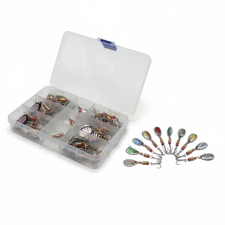 30-Piece Fishing Spinner Lures Set with Tackle Box - Trout Bass Spoon Baits Kit product image (1)