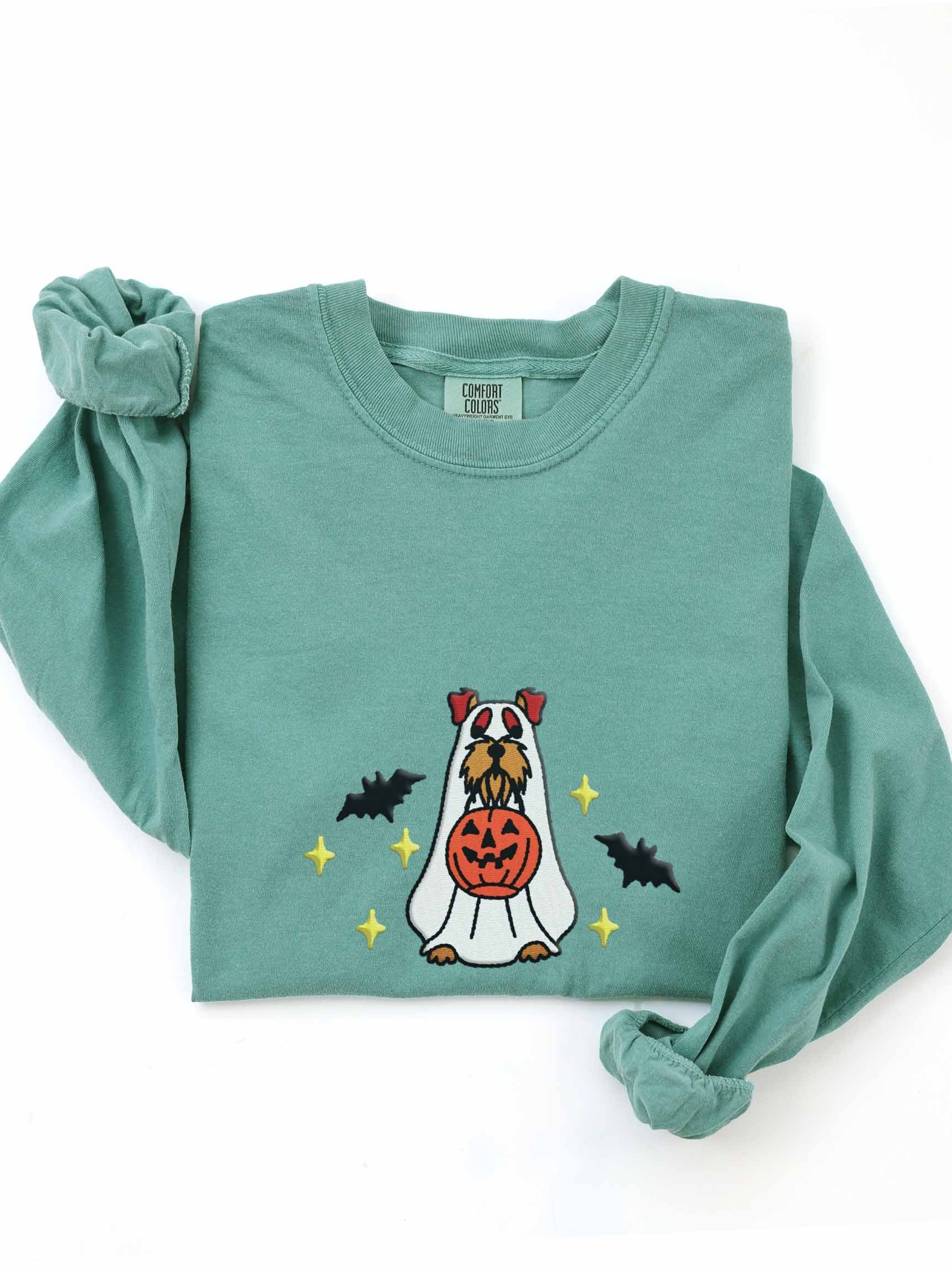 Halloween Miniature Schnauzer(Liver & Tan) Embroidered Long-Sleeve T-Shirt product image (1)
