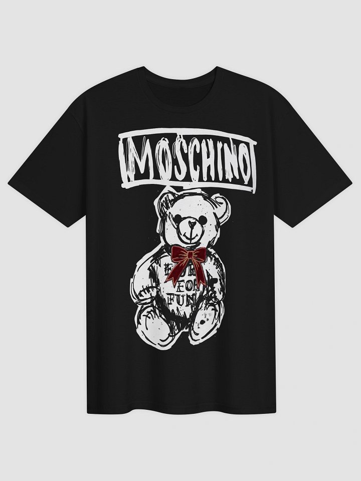 Moschino Teddy Bear Black Graphic T-Shirt | Dark Punk Sketch Licensed Tee | Jeremy Scott Luxury Streetwear product image (2)