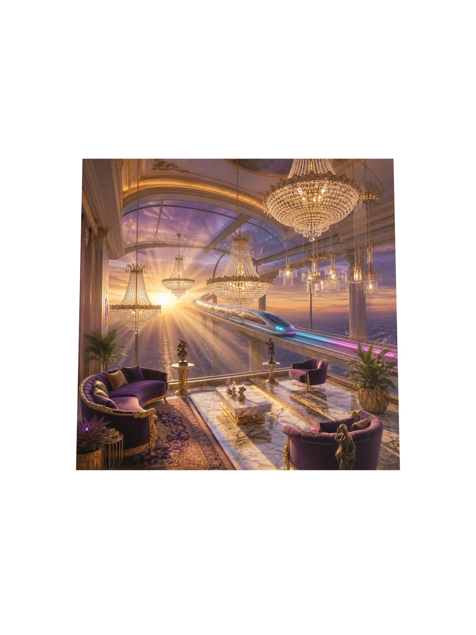 Baroque Future | Luxury Penthouse with Bullet Train at Sunset product image (4)
