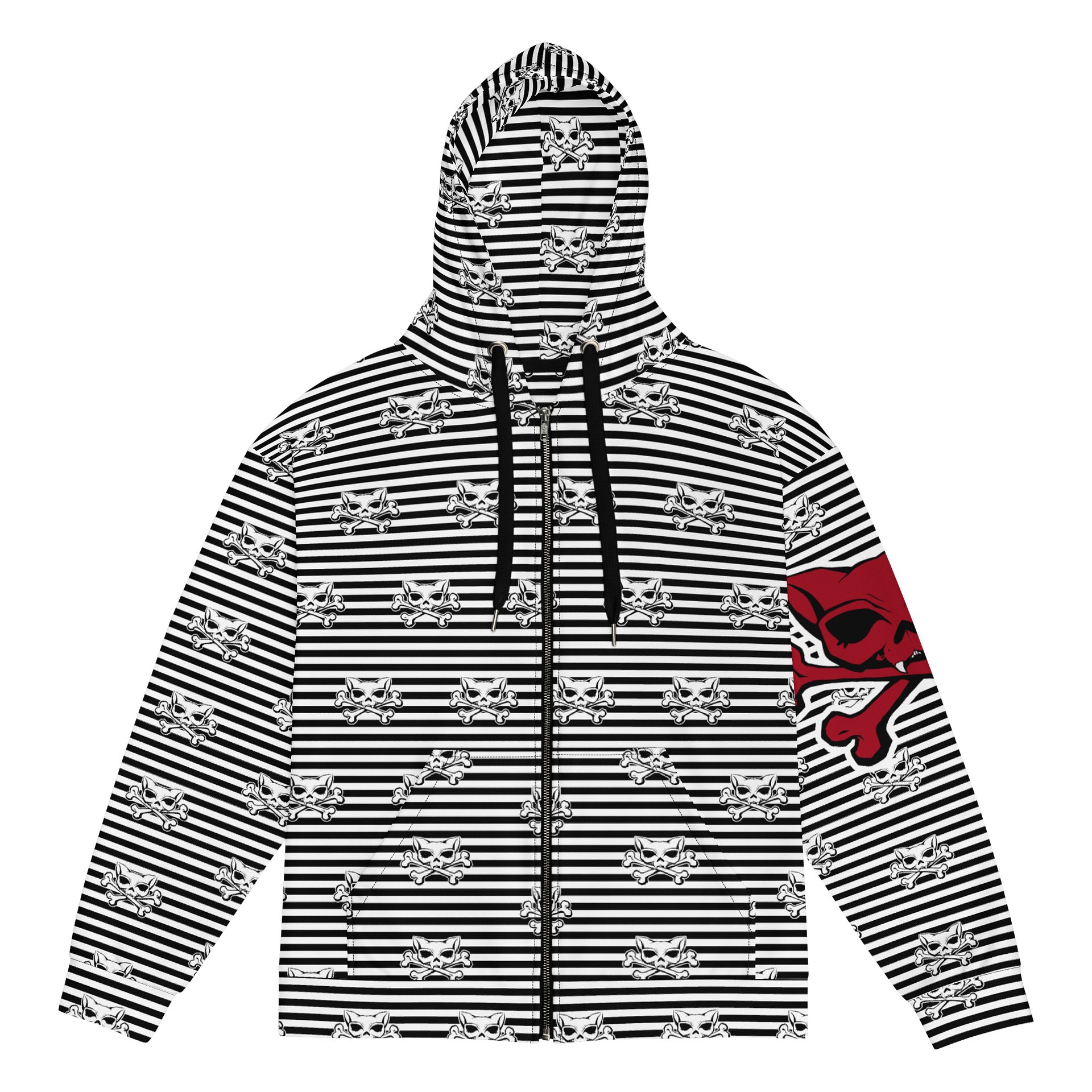 Blaque and White Kat Skull Remix Stripped Hoodie product image (1)