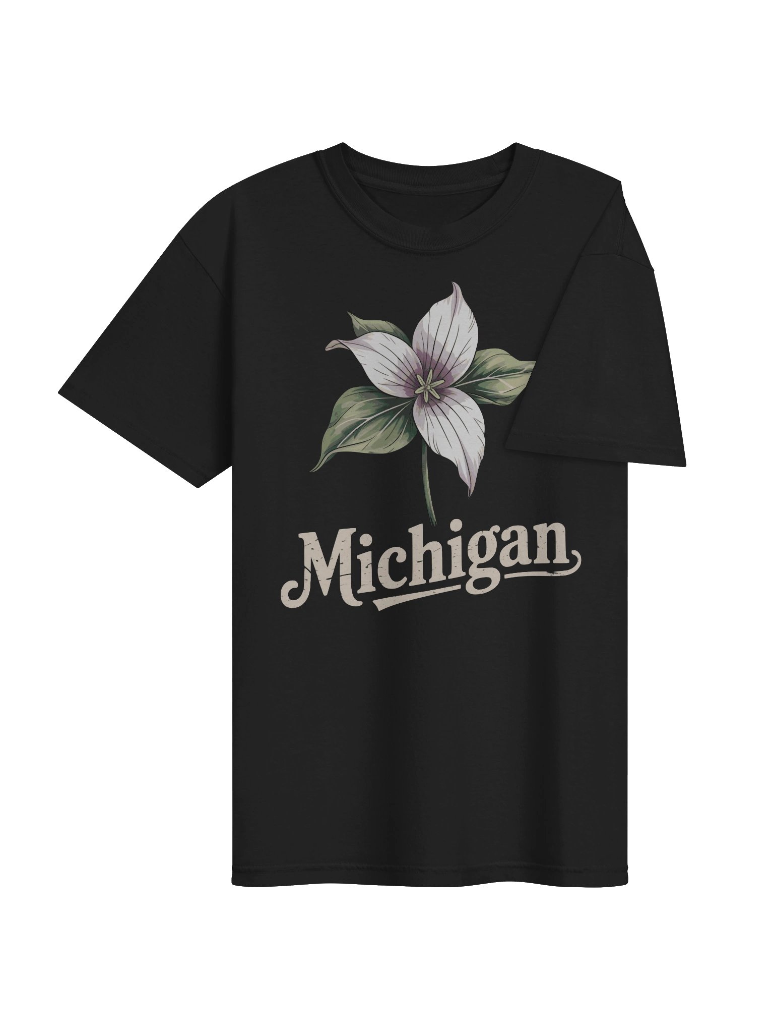 Michigan Trillium Flower T-Shirt | Vintage Great Lakes State Pride Tee product image (4)