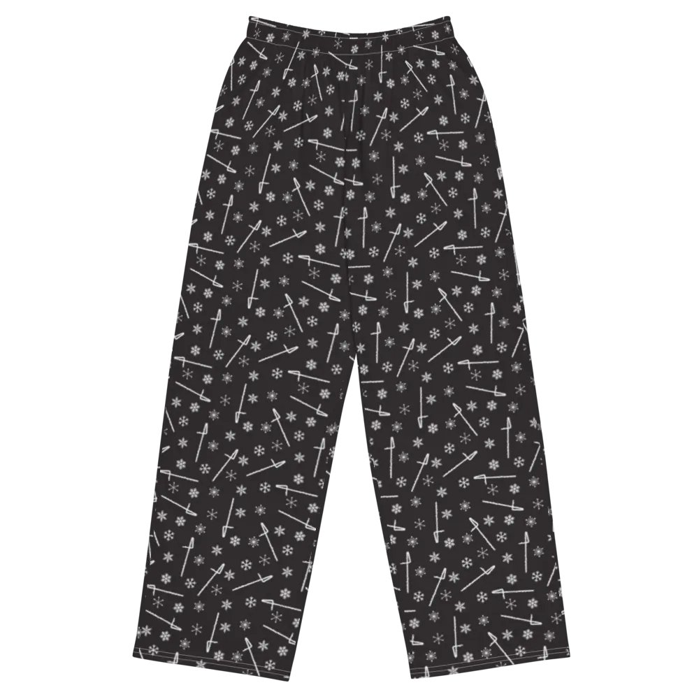 Contrabass Flute - Flutes and Snowflakes Unisex Wide-Leg Lounge Pants product image (1)