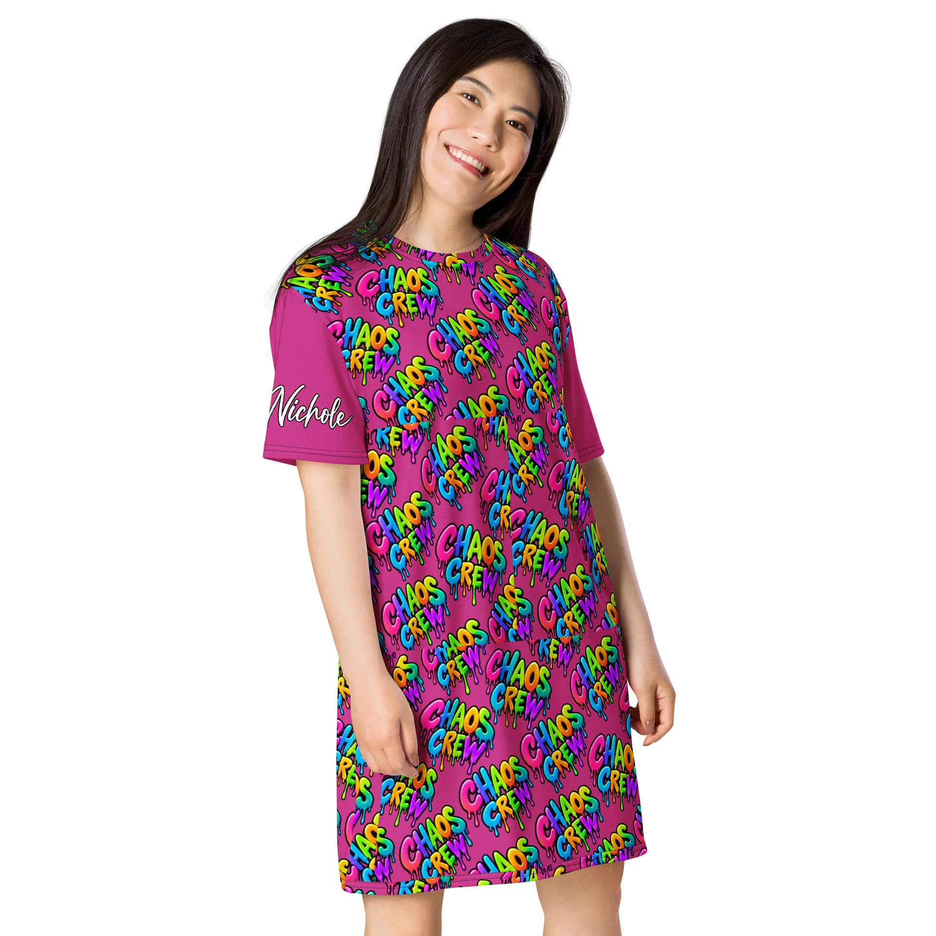 CHAOS CREW Graffiti All-Over Print T-Shirt Dress product image (4)