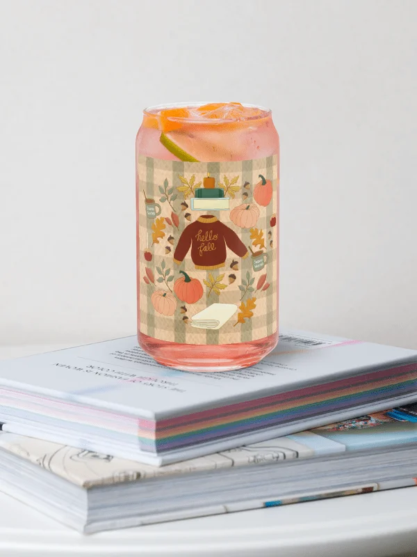Cozy Fall Design Gingham Background Glass Tumbler product image (1)