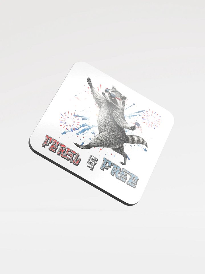 Feral And Free Raccoon Patriotic Cork Coaster product image (2)