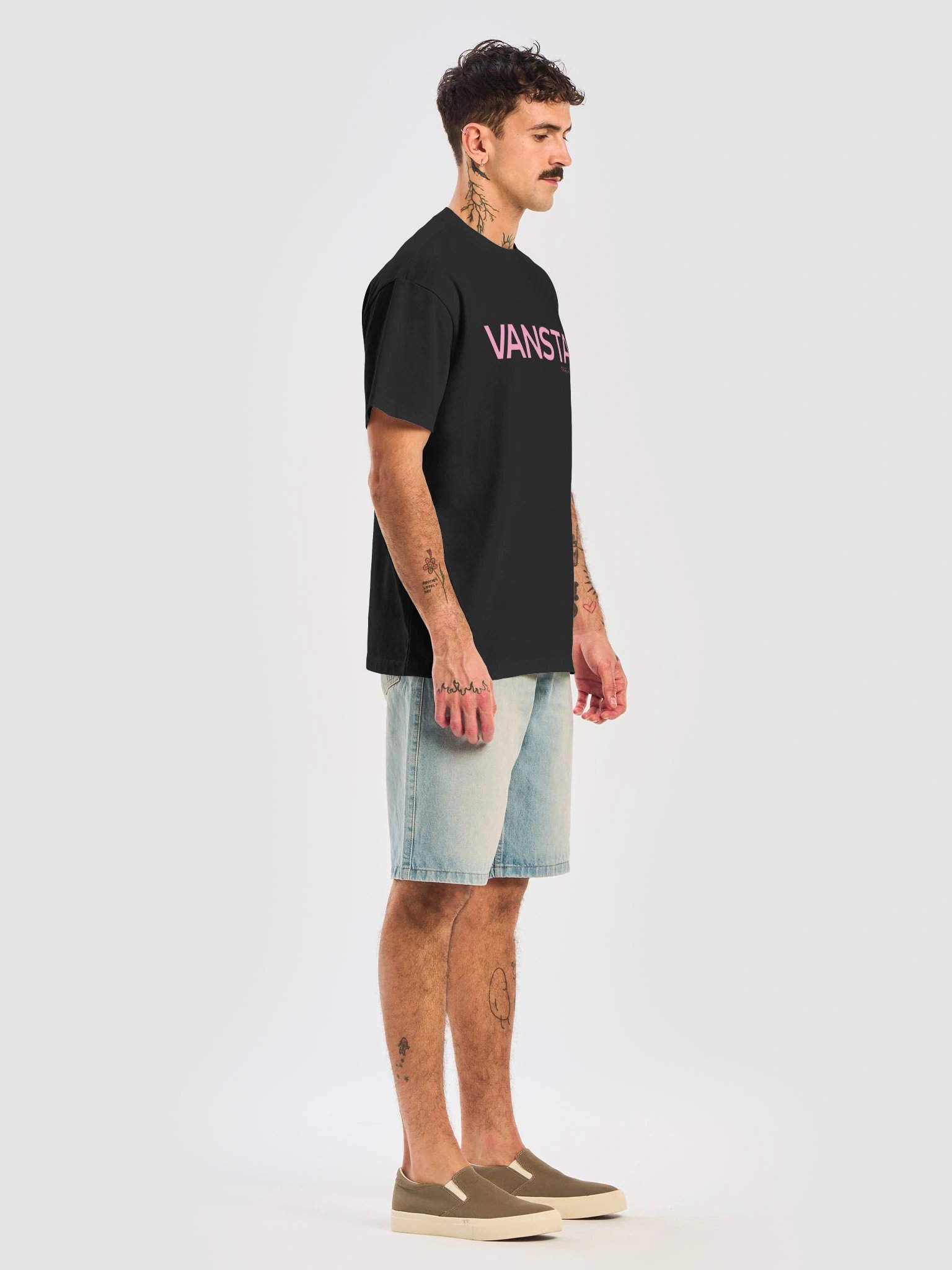 VANSTA Heavyweight Box Tee · Black w/ Pink Logo product image (7)