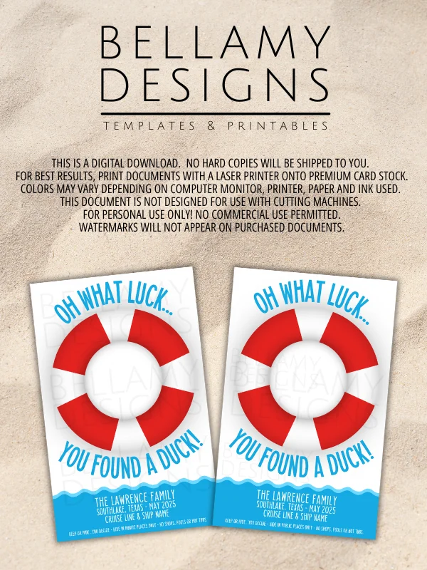 Editable Cruise Ship Duck Hunting Tags product image (9)