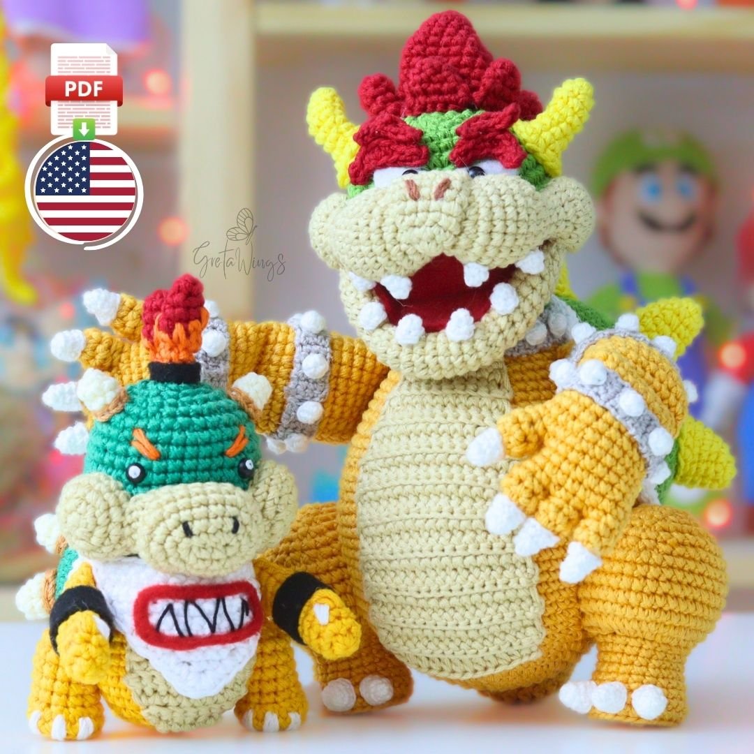 COMBO: Bowser & Bowser Jr. Amigurumi Patterns | Crochet Bundle product image (1)