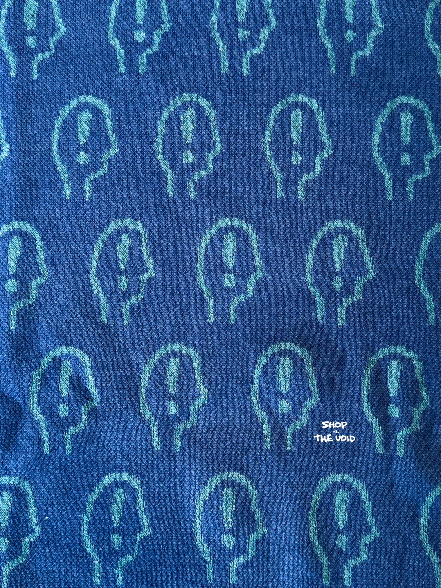 EXCLAIMING MENTALLY (repeating design, duotone teal) relaxed knitwear crewneck product image (3)