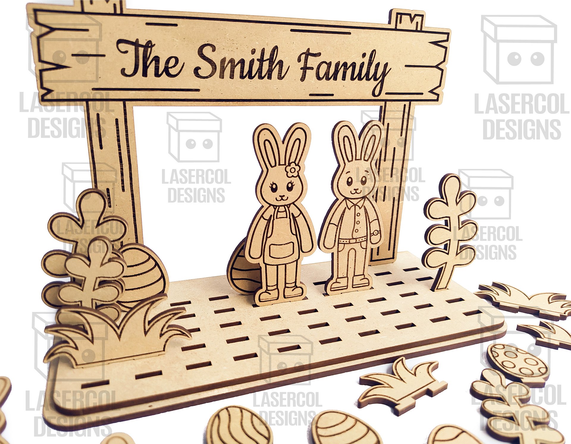 Easter Bunny Family Diorama (15 Different Bunnies) - Laser Cut Files product image (10)