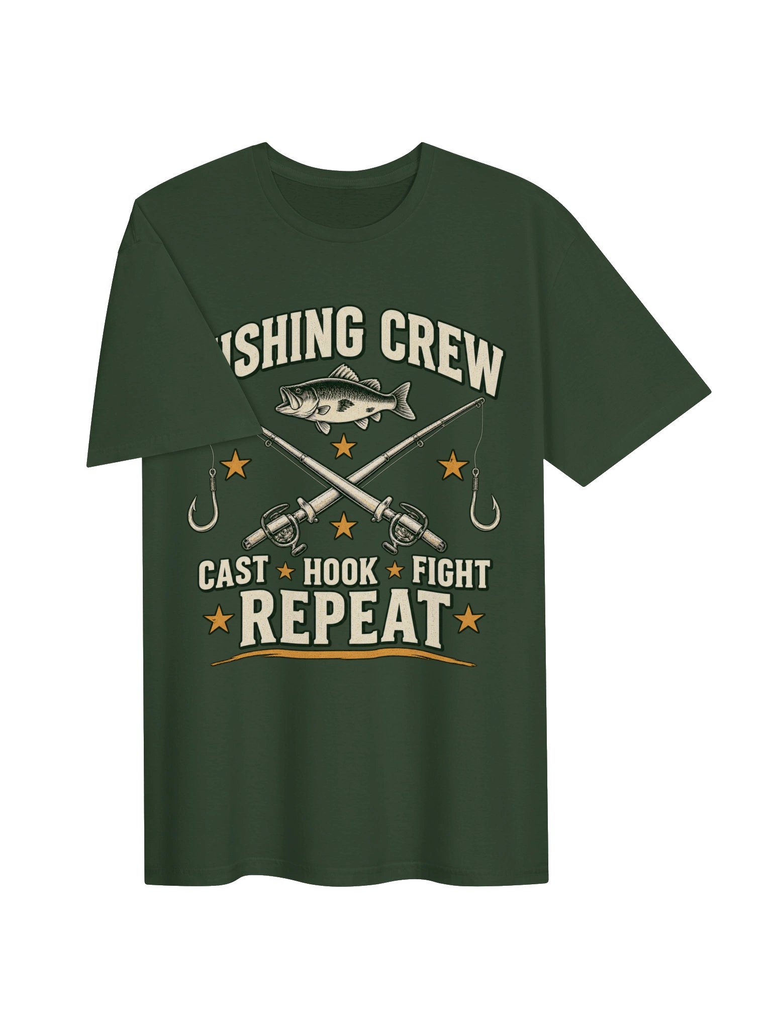 Fishing Crew. Cast Hook. Fight. Repeat. T-shirt product image (3)