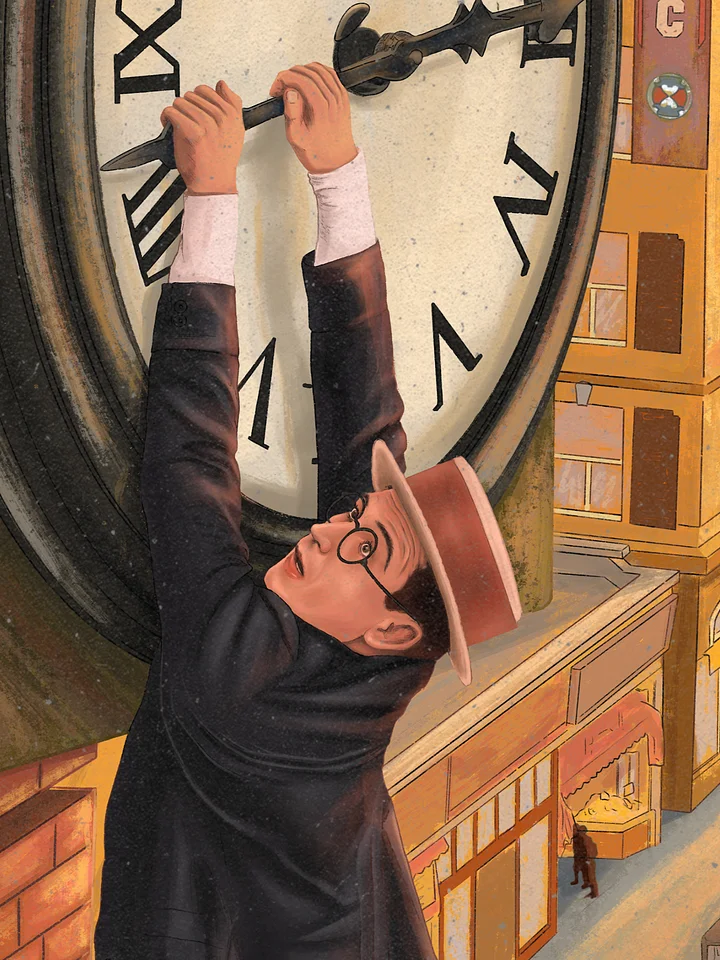 Harold Lloyd and The Incredible Clock Stunt (Framed poster) product image (2)