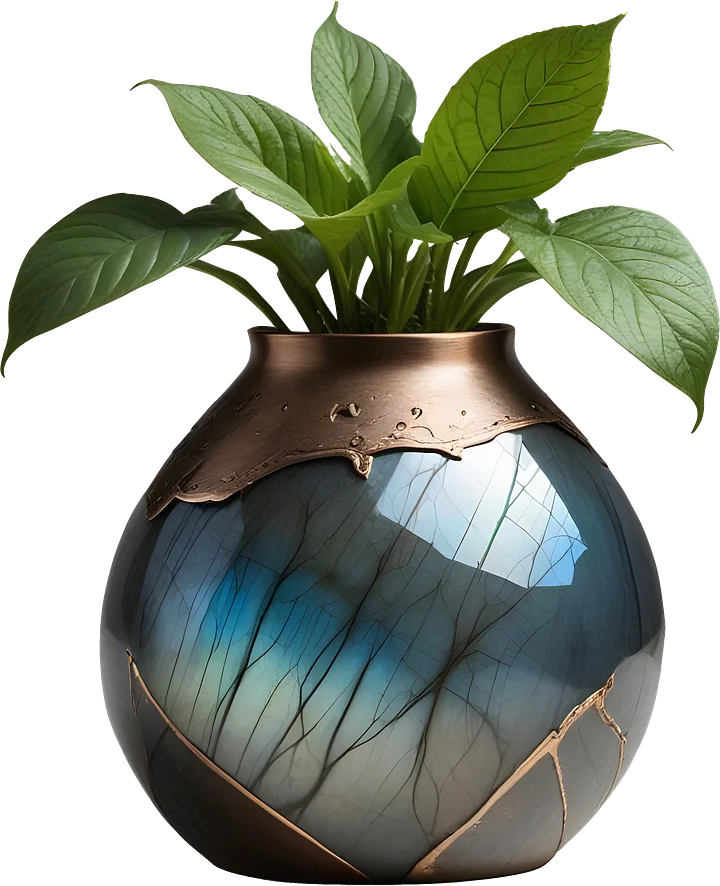 Stellar Luxe – Labradorite & Copper Harmony Vase PNG product image (1)